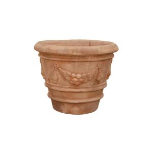 Biscottini - Antiqued scalloped Tuscan terracotta basin 68X49 cm diameter Made in Italy