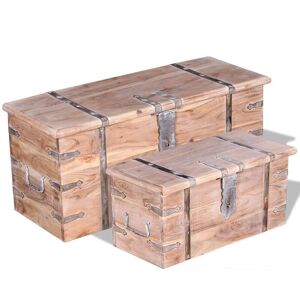 BLOOMSBURYMARKET Araujo 2 Piece Acacia Wood Storage Chest Set by Bloomsbury Market - Brown
