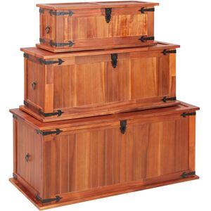 BLOOMSBURYMARKET Arney 3 Piece Solid Acacia Wood Storage Chest Set by Bloomsbury Market - Brown