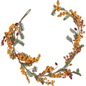 BELIANI Artificial Indoor Autumn Garland Wall Decor with Ornaments 150cm Orange Ourense - Green