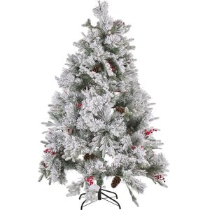 BELIANI Artificial Christmas Tree 180 cm Fake Snow Adjustable Leaves Green Masala - White