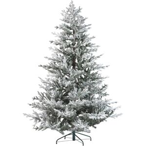 BELIANI Artificial Christmas Tree White Snow Flocked Green Metal Stand 210 cm Brisco - White