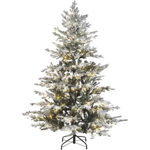 BELIANI Artificial Christmas Tree White Snow Pre-Lit Green Metal Stand 180 cm Brisco - White