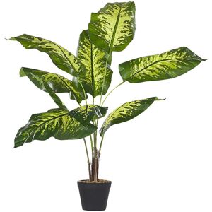 Beliani - Artificial Potted Plant Indoor Plastic Decoration with Black Pot Dieffenbachia - Green