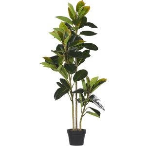 Beliani - Artificial Potted Plant Indoor Use Plastic Decoration Black Pot Ficus Elastica - Green