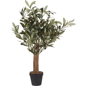 Beliani - Artificial Potted Plant Indoor Use Plastic Decoration with Black Pot Olive Tree - Green
