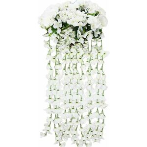 Hoopzi - Artificial violet wall hanging flower rattan window sill balcony hanging decoration artificial flower decoration 2PCS hanging flower