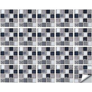 LANGRAY Autocollant en Tuile pour Salle de Bain et Cuisine, 20 Pièces Stickers Carrelage Autocollant Mural Imperméable, Autocollants Carreau Mosaque Adhésifs