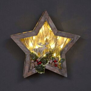 Shatchi - b/o led Wooden Reindeer Scene - Star Shape - W38xD6xH38cm