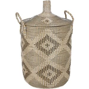 Beliani - Boho Handwoven Basket Storage with Handles Lid Seagrass Natural Accessory Decor Decorative Pattern Camranh - Natural