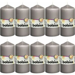 Berkfield Home - Bolsius Pillar Candles 10 pcs 120x58 mm Warm Grey