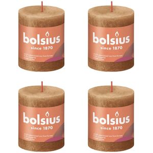 Berkfield Home - Bolsius Rustic Pillar Candles Shine 4 pcs 80x68 mm Spice Brown