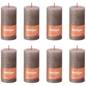 BERKFIELD HOME Bolsius Rustic Pillar Candles Shine 8 pcs 100x50 mm Rustic Taupe