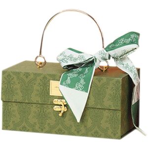Pesce - Bridesmaid Proposal Box Vintage Pattern Handheld Gifts Box, Valentine's Day gift box, and Ribbon green