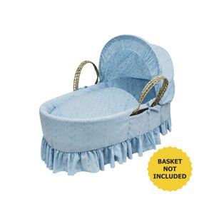 Kinder Valley - Broderie Anglaise Moses Basket Bedding Set Dressings with Quilt, Padded Liner, Body Surround and Adjustable Hood - Blue - Blue