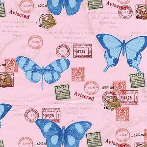 Butterflies Pink Stamps Stationary Crafts Self Adhesive Film Vinyl - Fablon