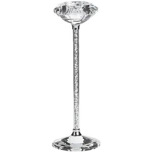 Beliani - Elegant Glam Candle Holder Glass Slim Leg Faux Diamond Silver Kofi - Silver