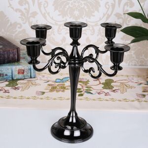 LANGRAY Candlestick 5-arm Candle Holder Table Decoration for Wedding, Christmas and Thanksgiving (Black)