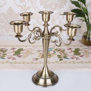 LANGRAY Candlestick 5-arm Candle Holder Table Decoration for Wedding, Christmas and Thanksgiving (Bronze)