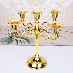 Langray - Candlestick 5-arm Candle Holder Table Decoration for Wedding, Christmas and Thanksgiving (gold)