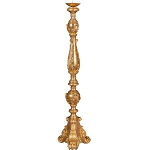 BISCOTTINI Candlestick Made In Italy Made In Italy Antique Gold Leaf Finish Wood Candlestick