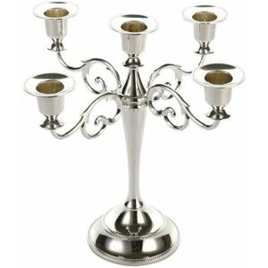 HOOPZI Candlestick Metal Candle Holder European Style Wedding Candelabra Christmas Candelabra Birthday Gift Home Decor (Silver)