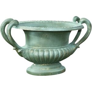 BISCOTTINI Cast iron vase with handles green antique finish