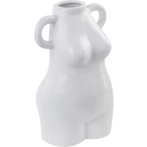 Beliani - Porcelain Flower Vase White Female Body Shape Round Handles Decorative Home Accessory Aigio - White