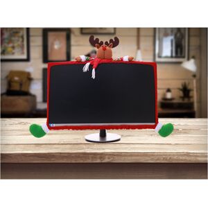 MUMU Christmas Computer Monitor Cover, Christmas Ornament Reindeer Computer Monitor Bezel Cover, Laptop Cover for Christmas Home Office Decor and New Year