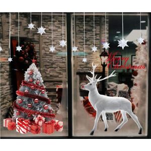 Aougo - Christmas Decorations diy Christmas Window Stickers, Reindeer Christmas Tree Wall Stickers, Christmas Glass Door Decorations, Christmas Home