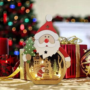 Aougo - Christmas Decorations Santa Claus led Christmas Centerpieces Table Decoration Led Wooden Lighted Snowman Ornaments for Christmas Tree Party