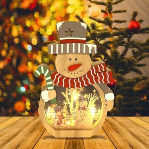 Aougo - Christmas Decorations Santa Claus led Christmas Centerpieces Table Decoration Led Wooden Lighted Snowman Ornaments for Party Decoration