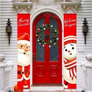 Langray - Christmas Porch Decorations Door Banner Outdoor Xmas Decor Set Front Door Merry Christmas Sign for City Country Farmhouse Wall Hanging