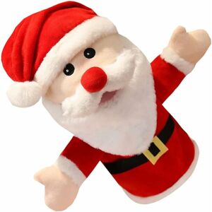 Denuotop - Christmas Santa Claus Toy Hand Puppet Doll Plush Toy for Santa Christmas Interactive Toy Decoration 42x25cm