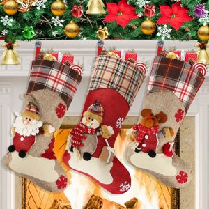 Langray - Christmas Stockings, Big Size 3 Pcs 18' Classic Christmas Stocking Santa Snowman Reindeer Xmas Character for Party Decoration