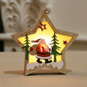 TINOR Christmas Tree Decorations Wooden led Light Pendants Christmas Gifts Wooden Pendants Christmas Party Decorations Holiday Home (Santa Claus)