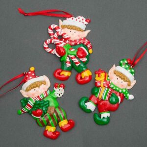 Shatchi - Christmas Tree Hanging Decoration 12Pcs Elves - Multicolour