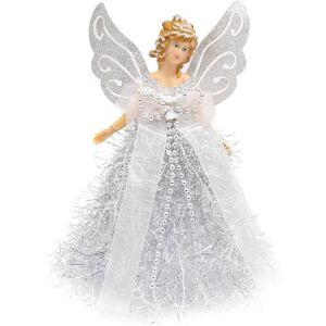 TINOR Christmas Tree Topper - Silver Plastic Angel Tree Topper 19.5 x 8 cm - Angel for Christmas Tree, Tree Decoration, Christmas Decoration and Home