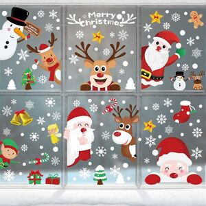 Aougo - Christmas Window Decoration Stickers - 248 pcs Christmas Window Decoration Stickers, Christmas Decorations with Snowflake Santa Elk for