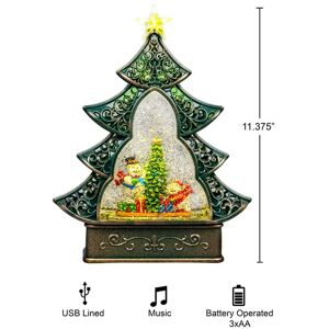 Shatchi - Christmas Xmas Scene Globe Lantern with Swirling Water Glittering Music and Lights for Christmas Home Decorations Gifts One Size s