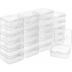 Héloise - Clear Plastic Box,18 Pack Mini Storage Box,Small Storage Box,Small Clear Plastic Storage Box with Hinged Lid,Small Items Storage Box