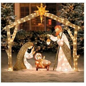 Woosien - Crystal Splendor Outdoor Scenes Christmas Decoration, Nativity Scene Blue