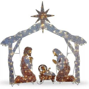 WOOSIEN Crystal Splendor Outdoor Scenes Christmas Decoration, Nativity Scene Blue