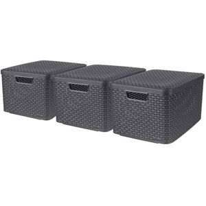 BERKFIELD HOME Curver Style Storage Boxes with Lid 3 pcs Size l Anthracite