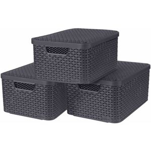 Berkfield Home - Curver Style Storage Boxes with Lid 3 pcs Size m Anthracite