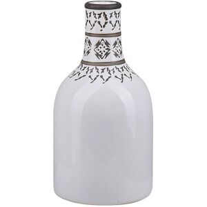 Beliani - Decorative Stoneware Flower Vase Vintage Style Crackle Effect White Ankon - White