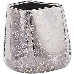 Beliani - Decorative Stoneware Vase Accent Home Accessory Glamour Style 20 cm Silver Cirta - Silver