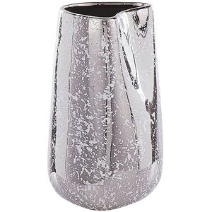 Beliani - Decorative Stoneware Vase Accent Home Accessory Glamour Style 27 cm Silver Cirta - Silver