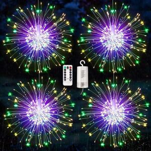 GROOFOO Decorative Fireworks Lights led Explosion Fireworks Light, Christmas 120 led Lights 8 Modes Remote Control Battery Box Copper Wire String IP66