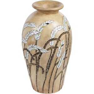 Beliani - Decorative Vase Handmade Terracotta Floral Pattern 54 cm Accessory Beige Sinamar - Beige